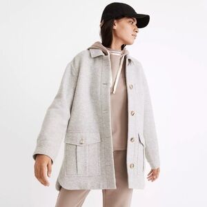 NWT Madewell Belrose Wool Blend Shirt Jacket Shacket In Light Grey